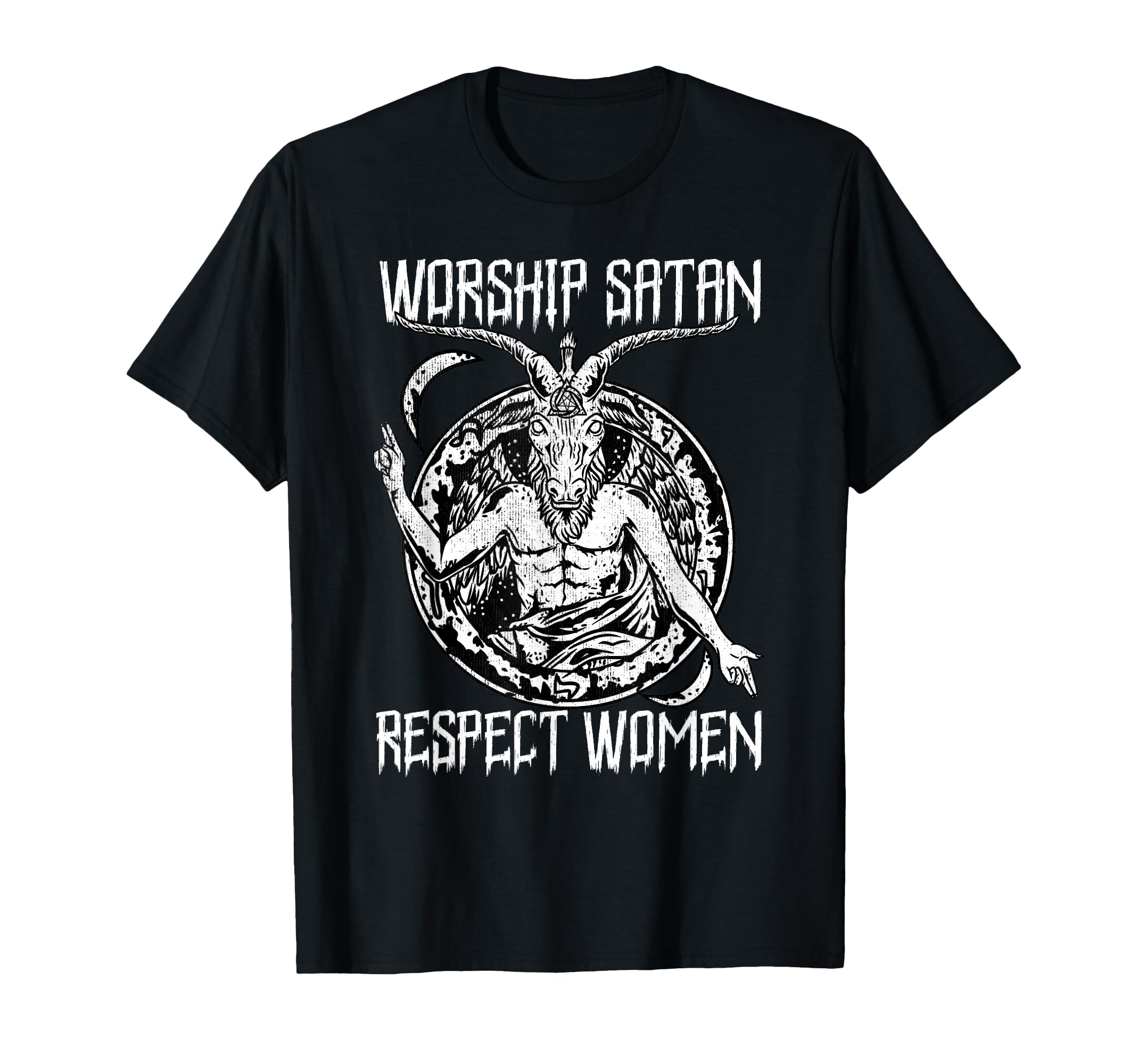 Worship Satan Respect Women I Satanic Goat Head T-Shirt