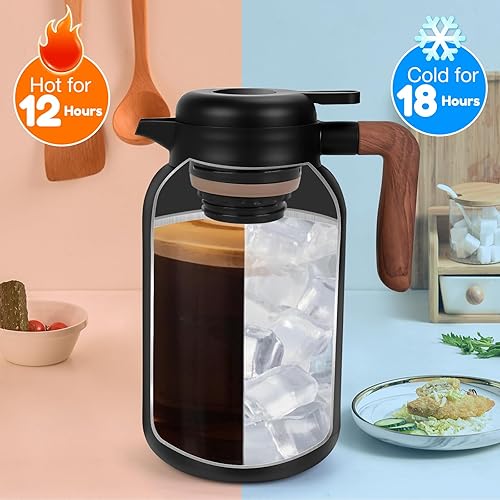 Miniatura 2 de Jarra térmica de café, aspiradora de doble pared de acero inoxidable de 68 onzas, jarras para mantener el calor, jarras grandes para líquidos