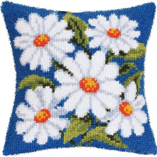 LAPATAIN Latch Hook Kits for DIY Throw Pillow Cover,Daisy Needlework