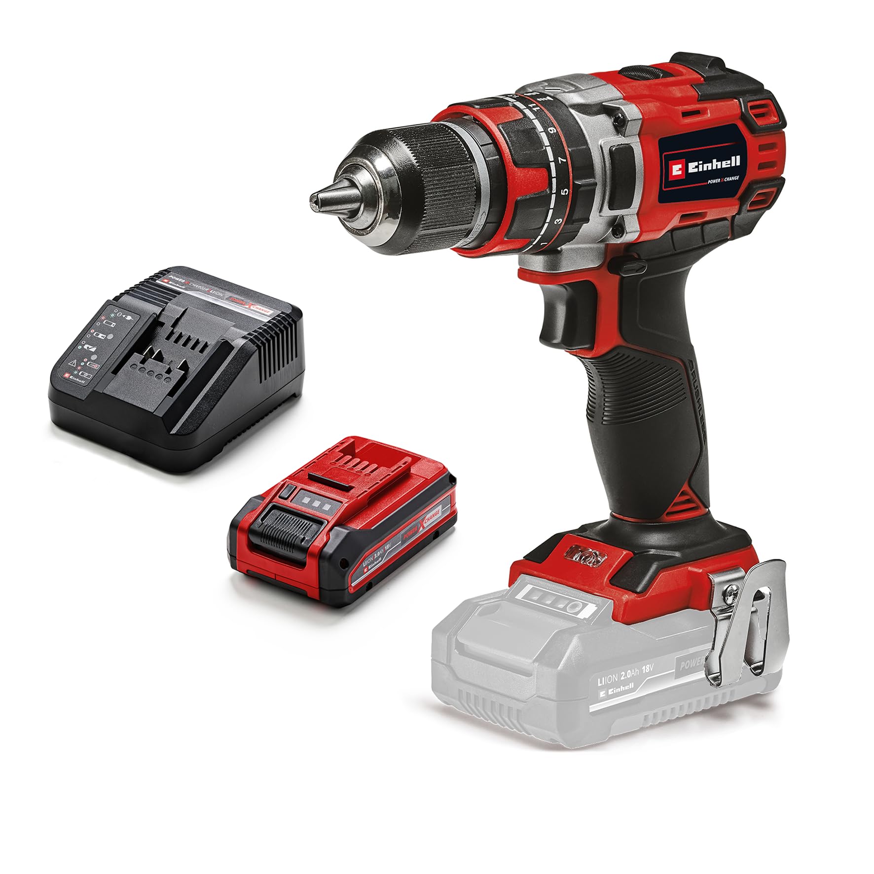 Einhell Professional Akku-Schlagbohrschrauber TP-CD 18/50 Li-i BL Power X-Change (50 Nm, Schlagbohrfunktion, 2 Gang, 13 mm Bohrfutter, inkl. 3,0 Ah PLUS Akku & Ladegerät)