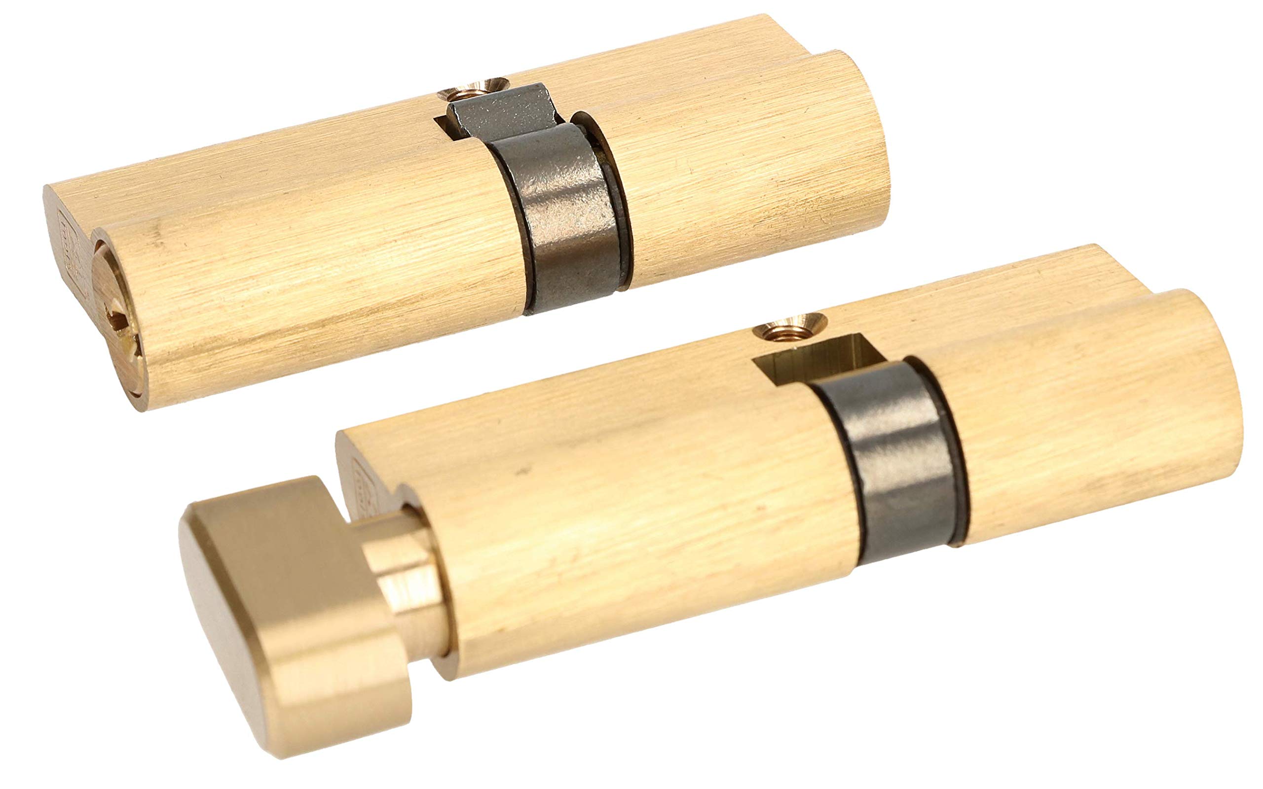 KOTARBAU® Juego de 2 Cilindros de Seguridad 30x40 mm, 5 Llaves, Bombín para Cerradura, Cilindro de Latón para Puertas Interiores y Exteriores, Bombín con Doble Llave + Bombín con pomo, 2 uds