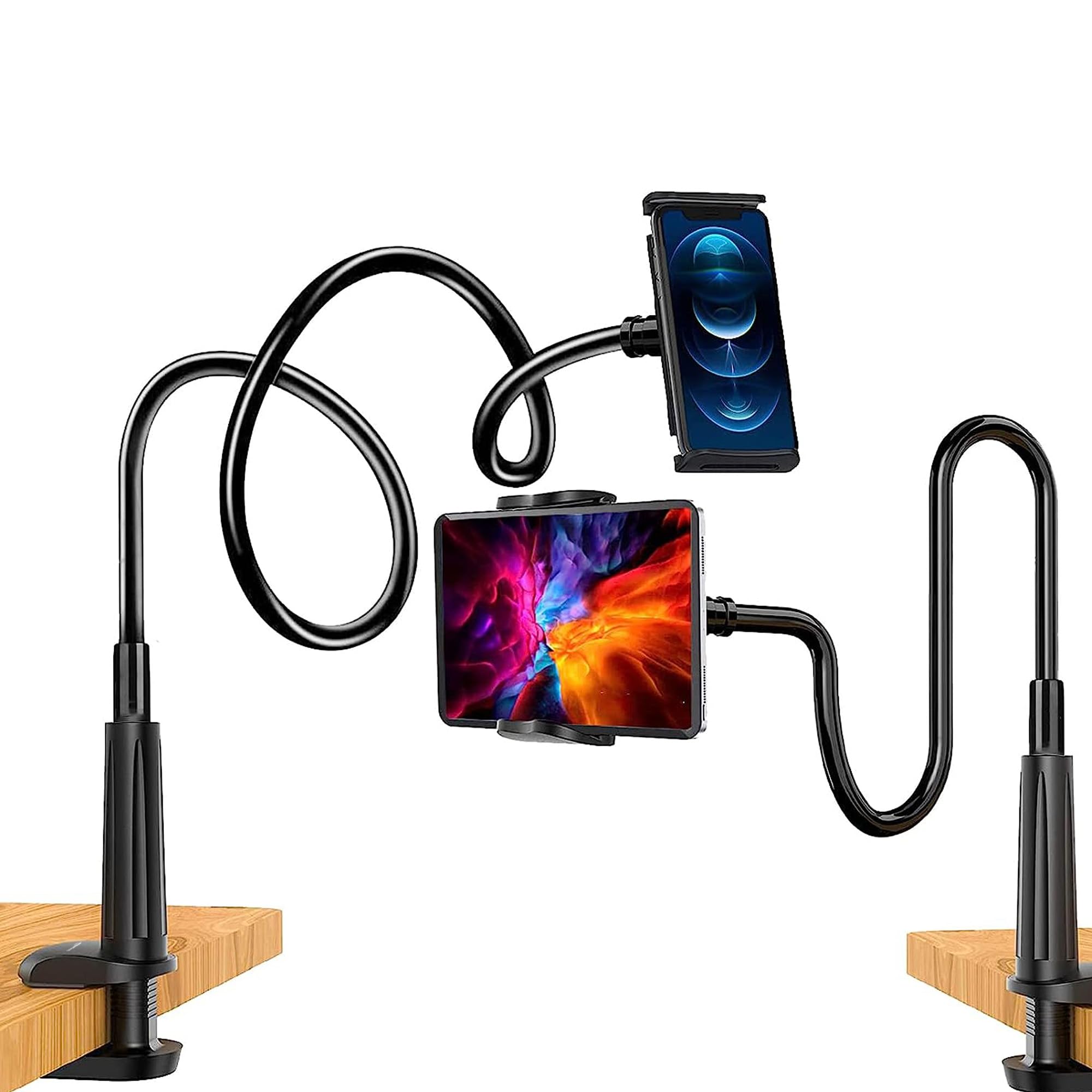 amazon basics Gooseneck Mobile Phone and Tablet Holder | Tabletop Holder with Clamp and 360⁰ Rotation | Universal Compatibility for Phones, Tablets | Black (B0C866ZW6Y) Amazon Price History, Amazon Price Tracker