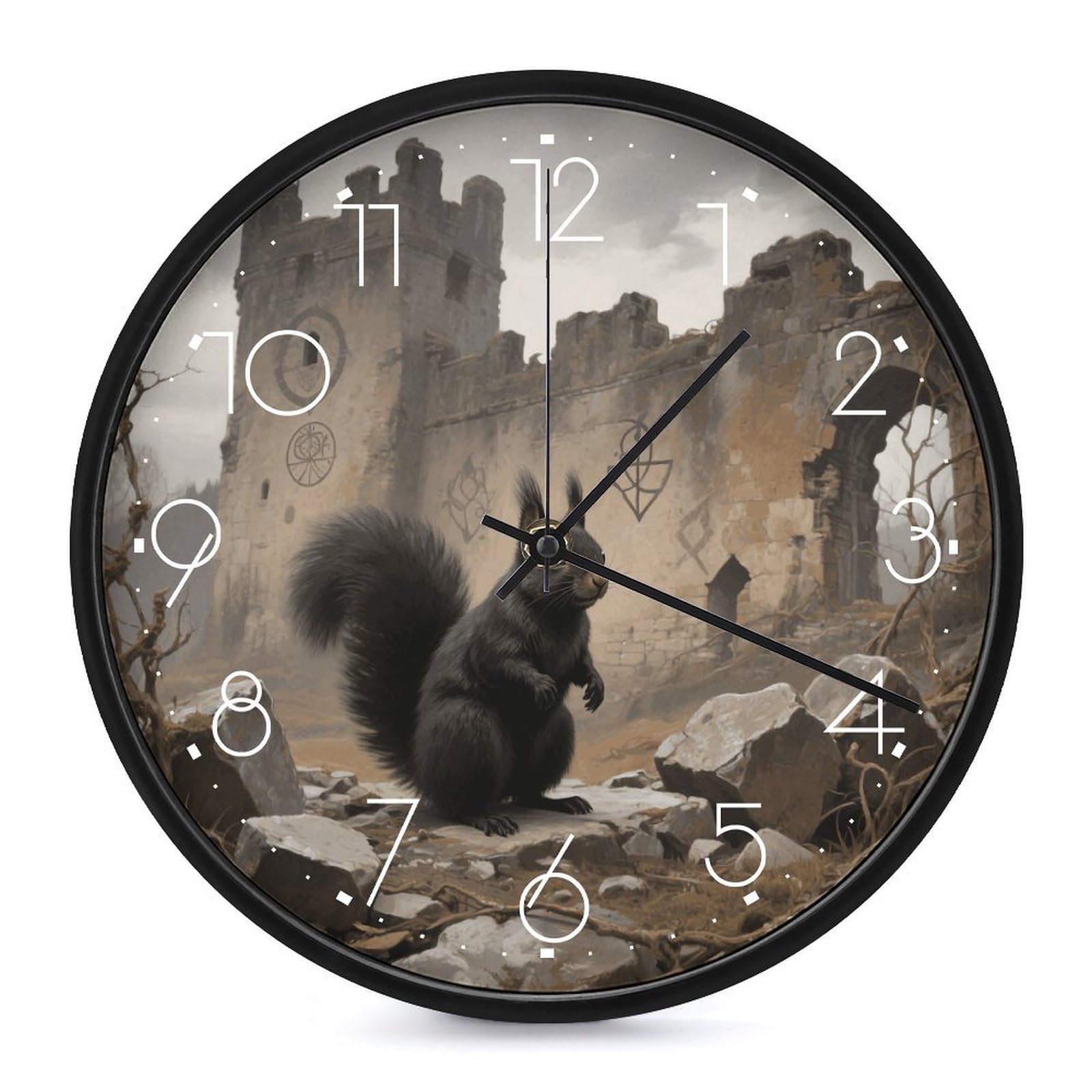DWVTSLH Squirrel Wall Clock 10 Inch Silent Non-Ticking Modern Clocks Battery Operated - Decorative Wall Clocks for Bedroom Living Room Kitchen Office Wall Decor Gift Idea