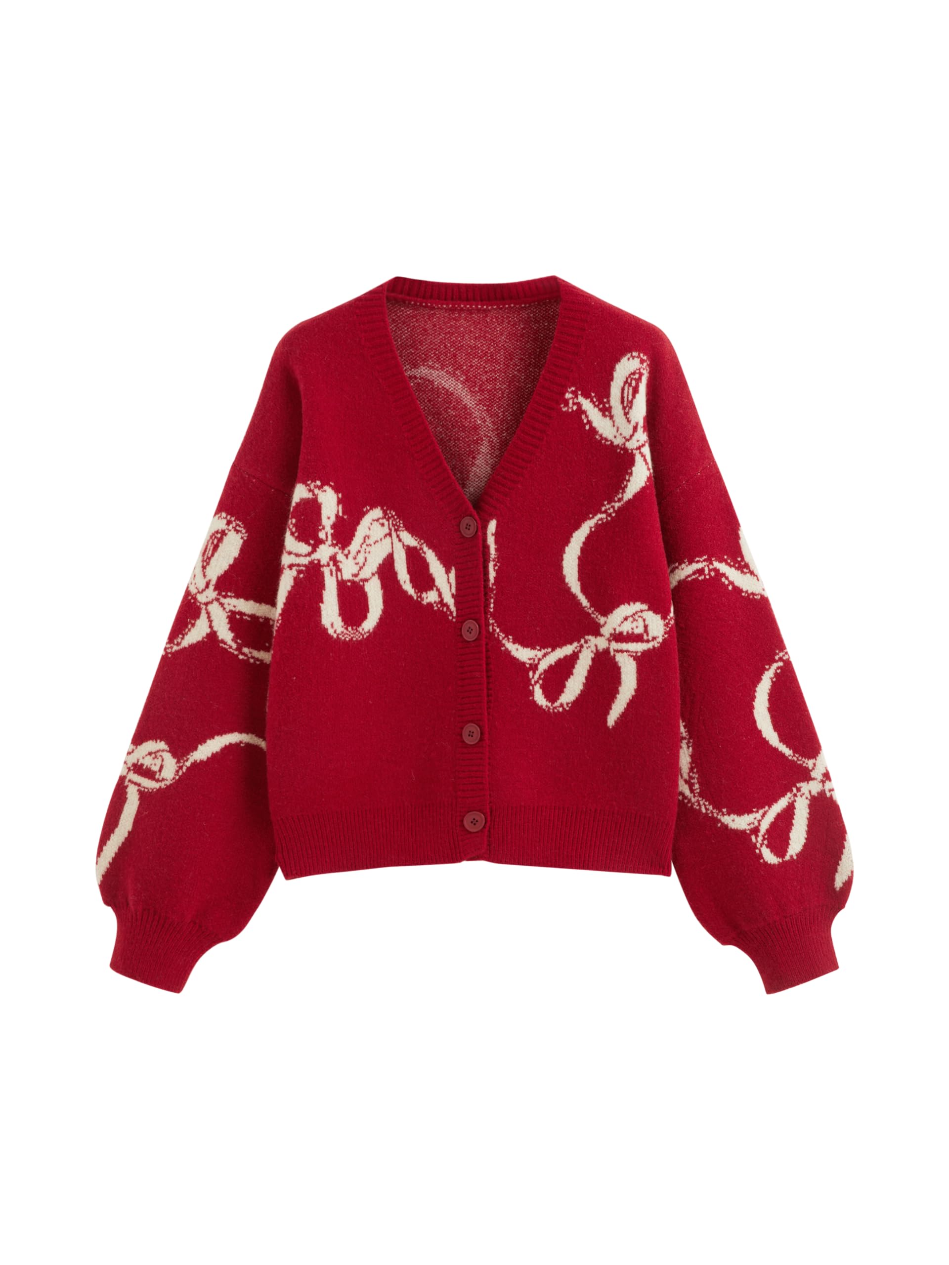 CIDER Fall Cardigan Sweaters for Women Trendy Bow Cardigan Long Sleeve Open Front Button Down Sweater Fall Fashion