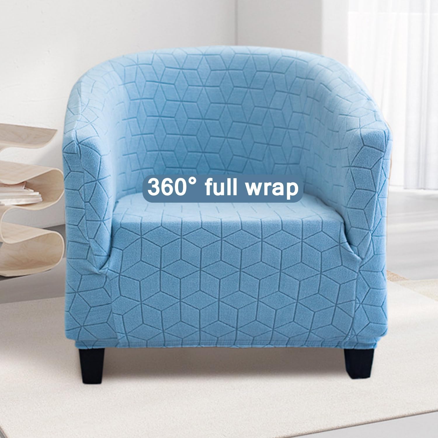 Beige,Club Chair Cover, Stretch Club Armchair Slipcover 1 Piece Barrel Chair Cover Tub Sofa Cover Club Chair Cover Removable Couch Furniture Protector Cover for Living Room Washable