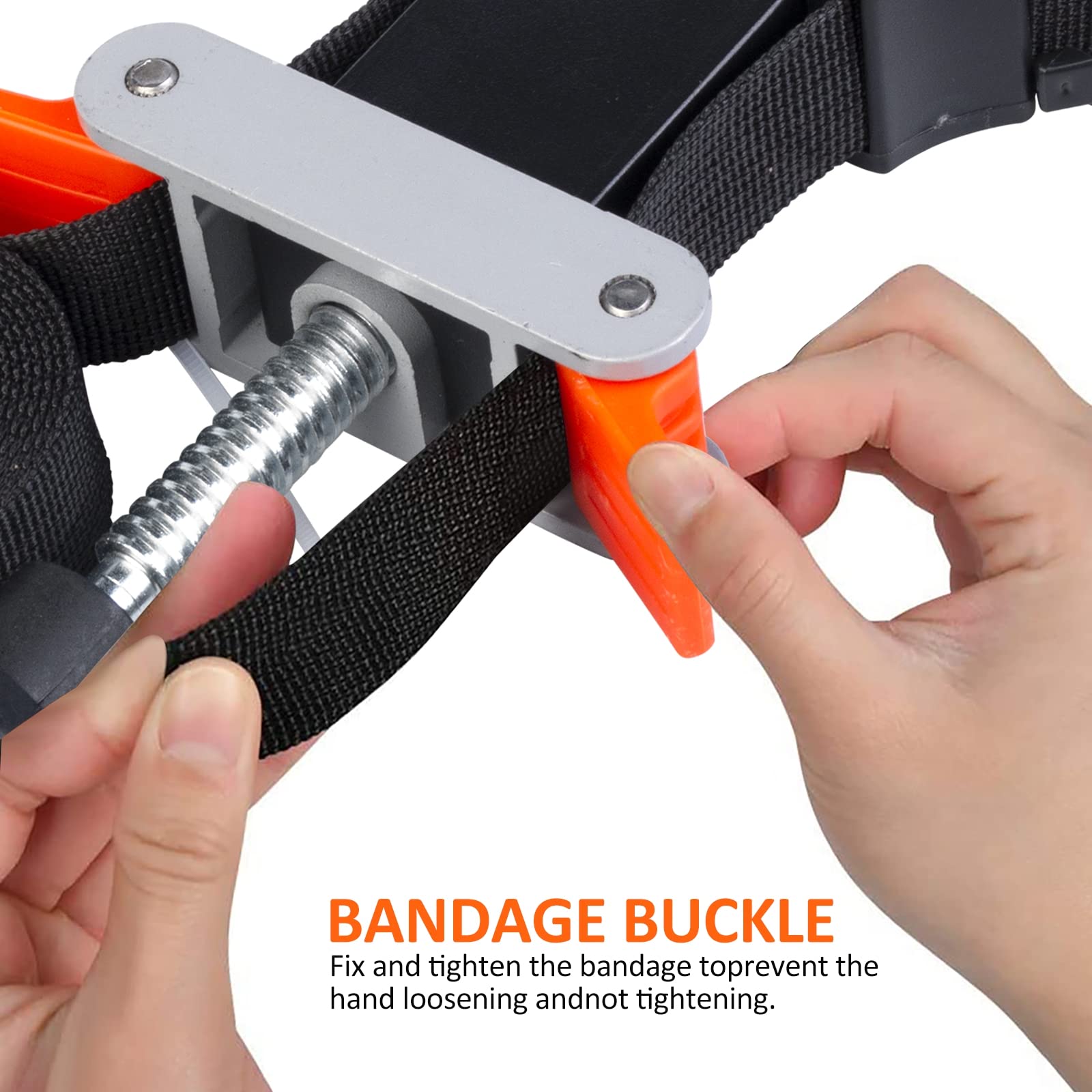Tendeur de cadre Pince de cadre Outil à une main : tendeur de bande Cadre Cadre Jig, Serre-cadre avec 4 mâchoires de serrage et sangle en nylon de 4 mètres - Pour coller et visser cadres de planches