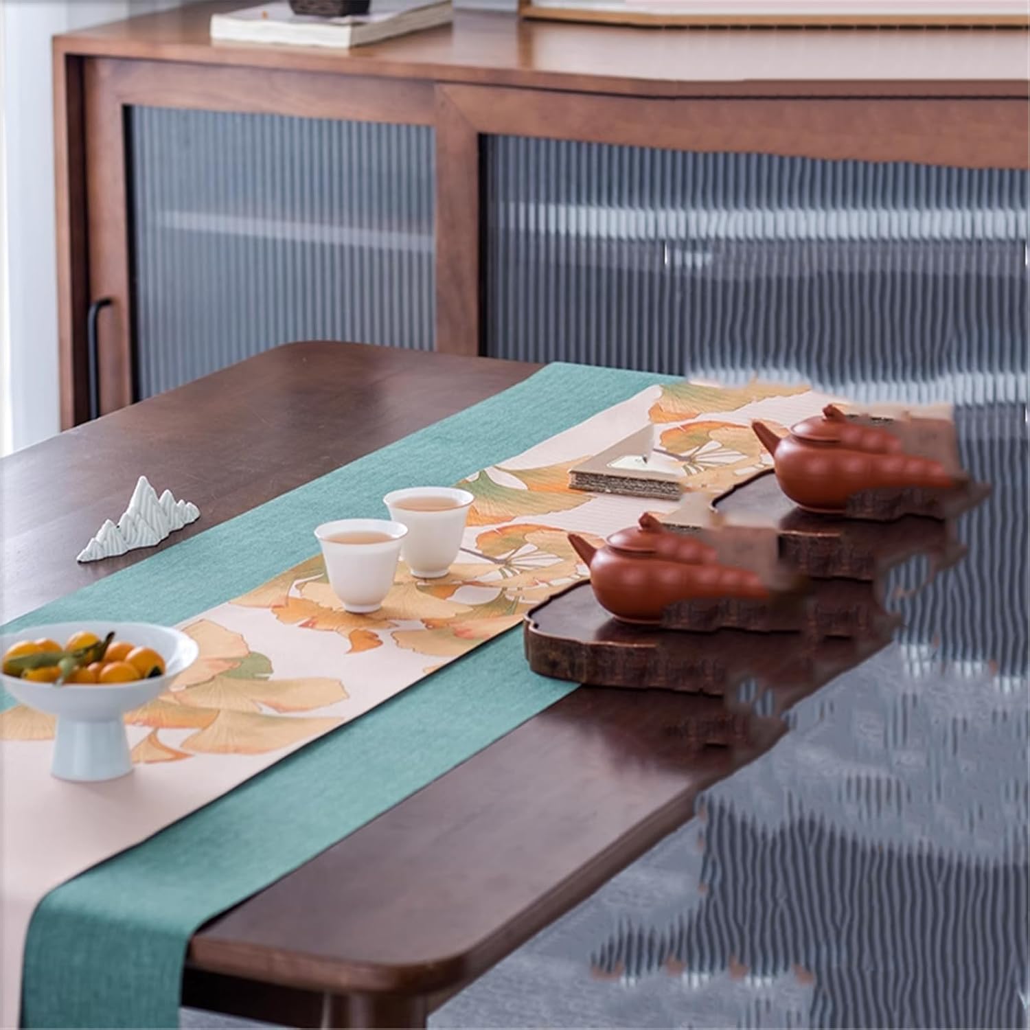 Tea Tablecloth for Retro Table Mat Flag for Office, Water-resistant-style5-250x40cm
