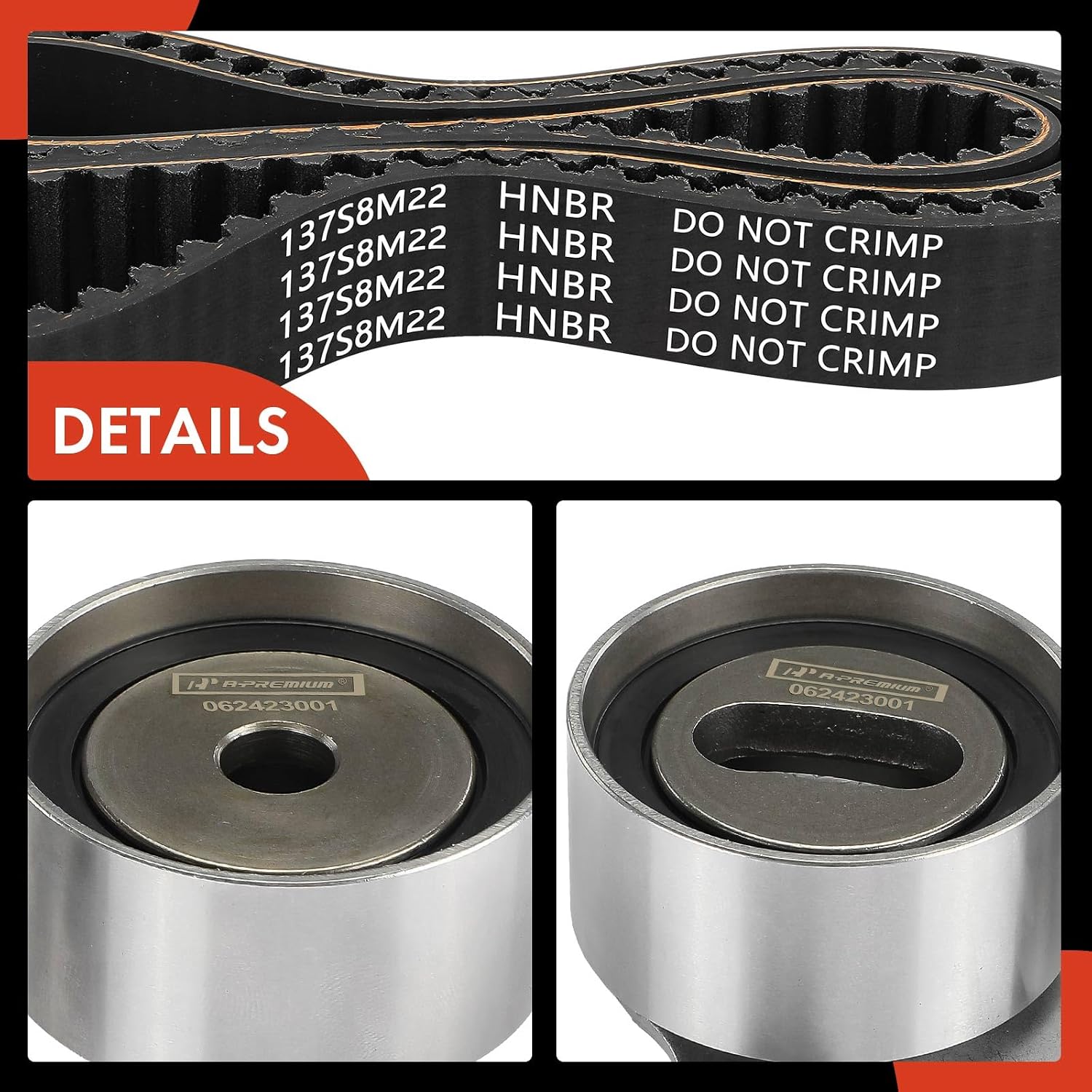 A-Premium Engine Timing Belt Kit Compatible with Kia Cars - Rio 2001 2002 2003 2004 2005 - DOHC 1.5L 1.6L
