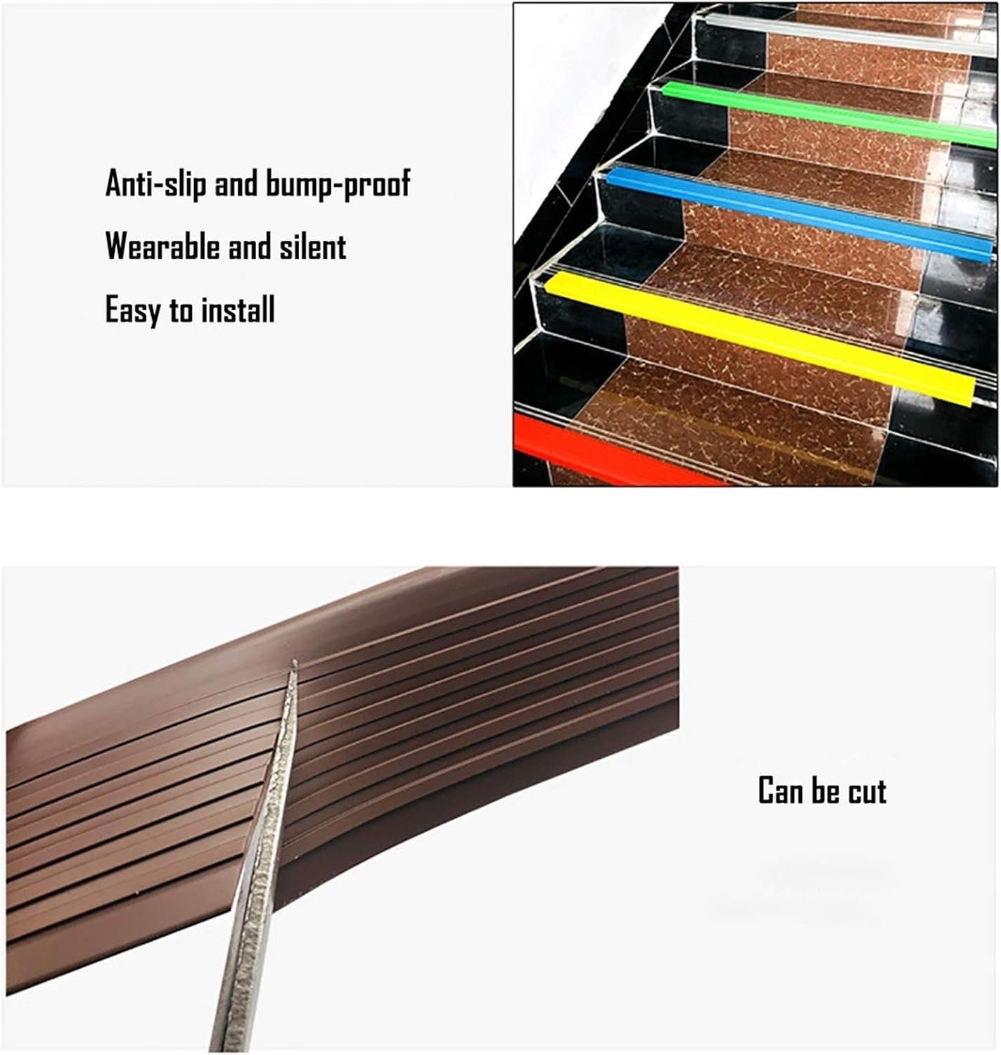 Threshold Strip 10Pcs PVC 1.5M Length Self-Adhesive Stair Anti Slip Nosing 40x25MM Angle Step Edge for Stairs Protection Non Slip Stair Edge Nosing (Color : Brown Size : 4x2.5x150cm)