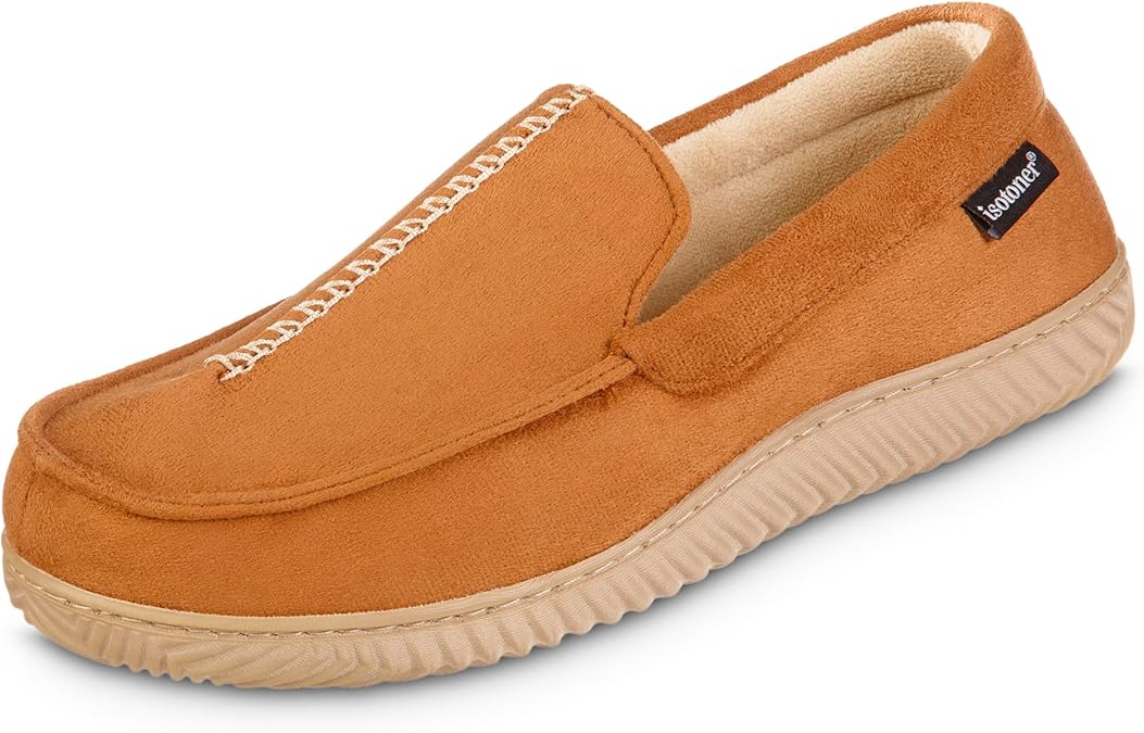 CAMINANDO カミナンド　 BIT MOCCASINS SLIPPERS Tan Suede Moccasin-Style Slippers With Faux Fur Lining And