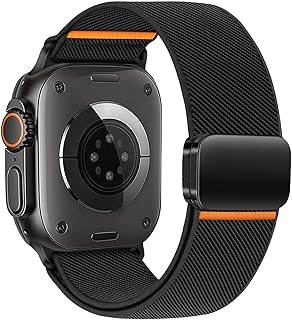 GETSABLE Stretchy Elastic Sport Strap Compatible with Apple Watch Ultra 3/2/1 49mm 46mm 45mm 44mm, Magnetic Nylon Band for Price In India
