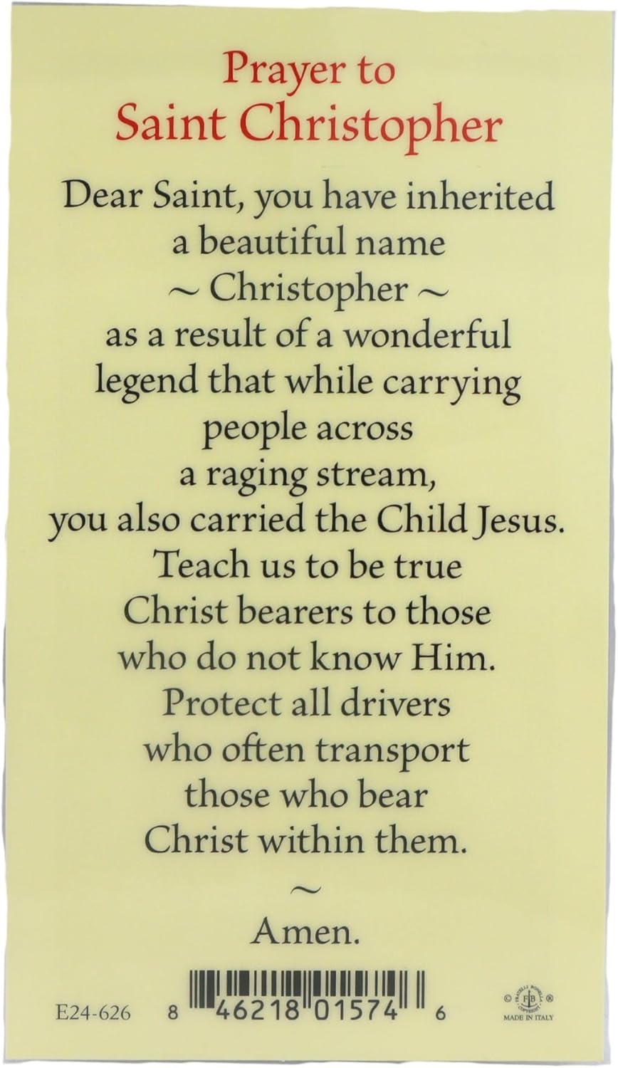 St. Christopher Protect Us Pewter Medal on Stainless Steel Chain with Laminated Prayer Card | Catholic Saint Religious Pendant - Image 7