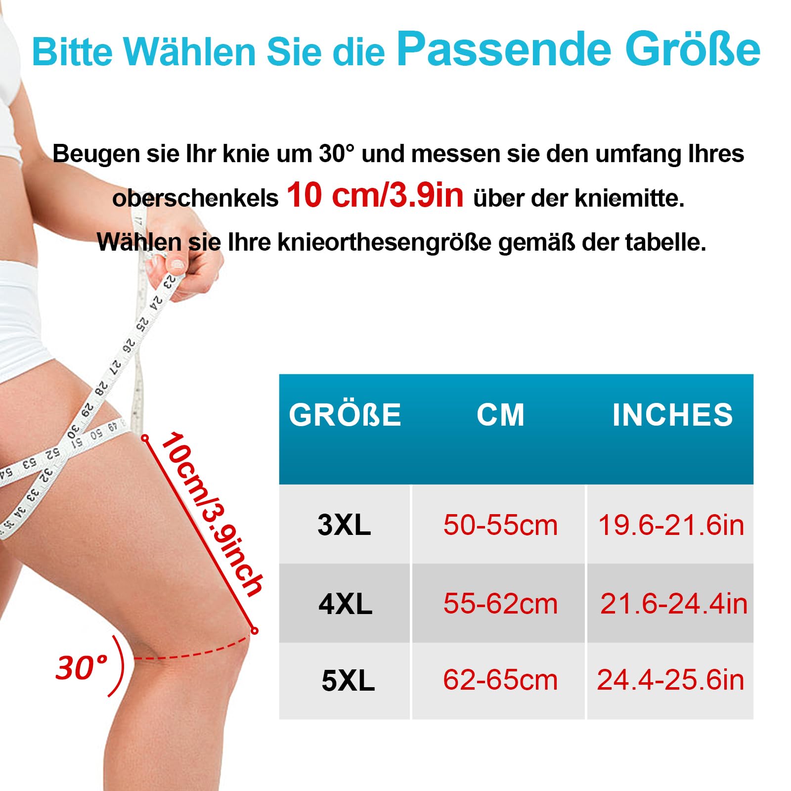 Kniebandage xxxl übergewicht für Dicke Oberschenkel Einstellbar Kniebandage Große Größe 4xl 5xl für Dicke Beine Damen und Männer Sport Kniestütze für Fitness Joggen 2 Stück (Schwarz, 5XL)