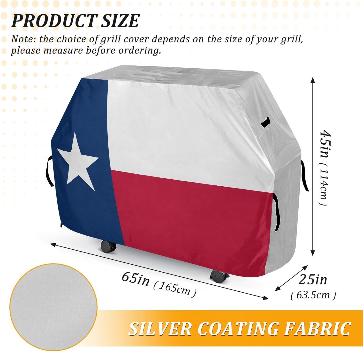 Grill Cover 65 Inch Flag of Texas BBQ Grill Cover Outdoor Barbecue Gas Grill Cover for Outdoor Grill