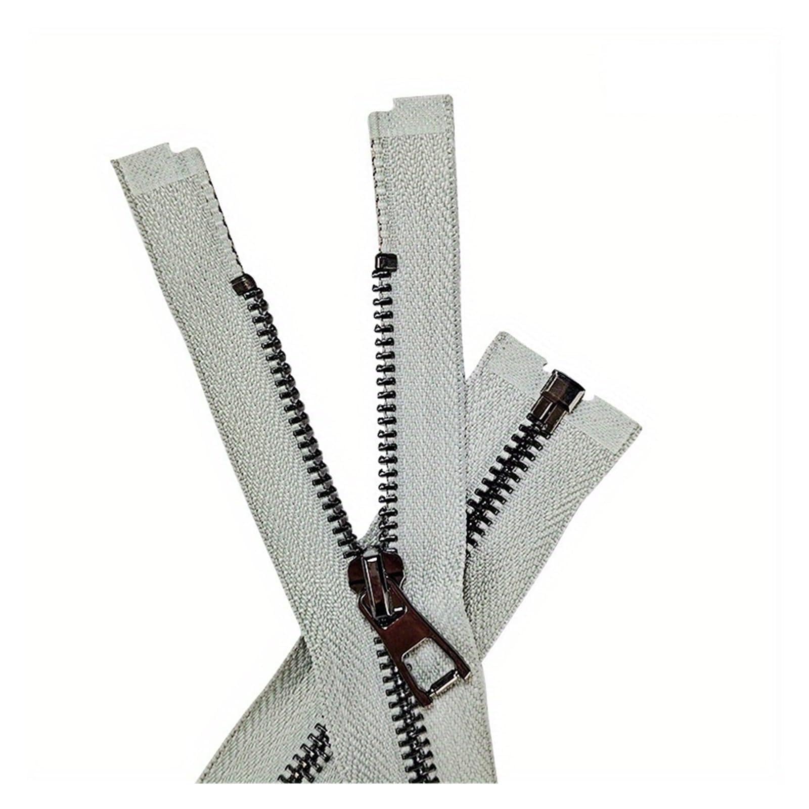 10pcs 40-80cm Metal Zipper Y Teeth Single Open Tail Lock Clothing Accessories Zipper(Grey-10pcs,70cm)