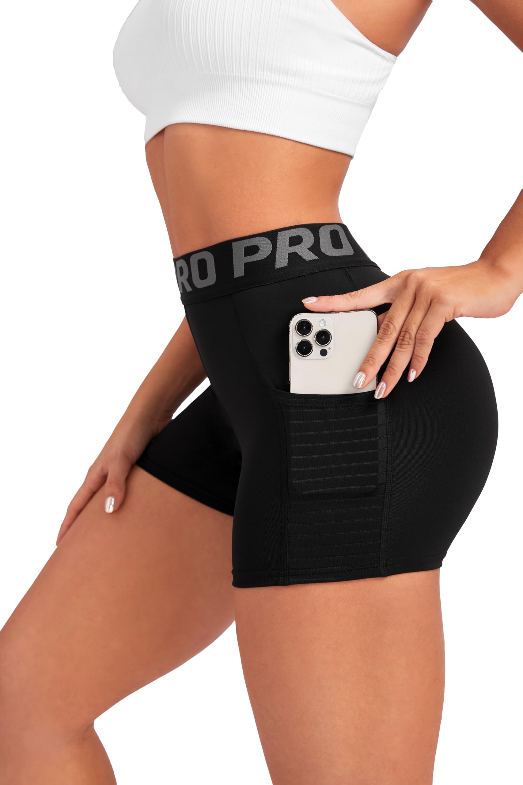 LALA BIRDS Women Workout Shorts,High Waisted Athletic Slim Fit Shorts Tummy Control Gym Yoga Biker Shorts with Side Pocket