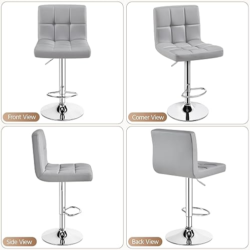 Miniatura 61 de Yaheetech Pink - Juego de 2 taburetes de bar de terciopelo ajustables, taburete giratorio moderno de altura de mostrador con base más grande para
