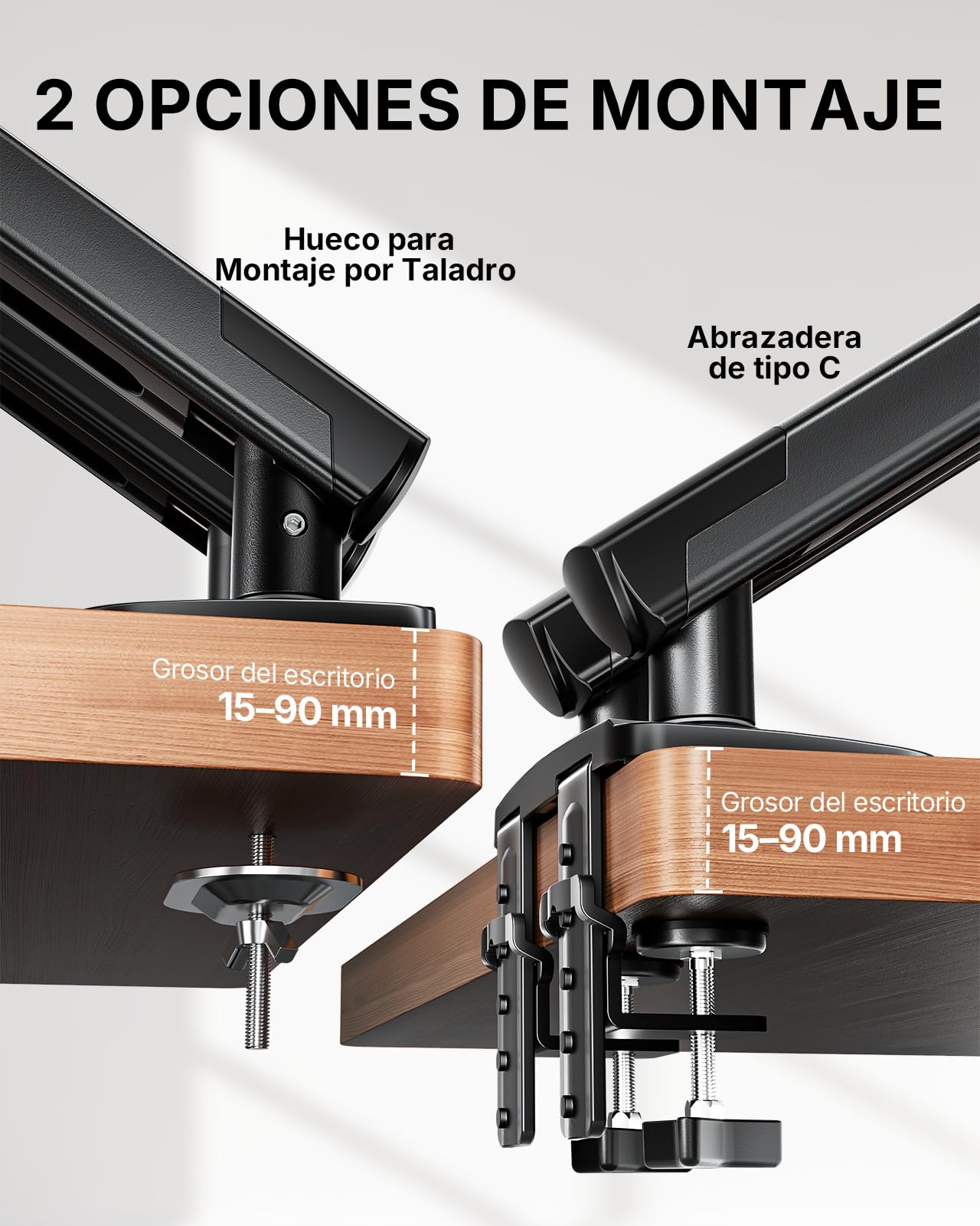 HUANUO Soporte Monitor Doble para Pantallas de 13 a 32" (máx. 9 kg), FlowLift Pro Brazo Monitor, MechaSpring con Inclinación/Giro/Rotación, Montaje VESA sin Herramientas, Montaje por Mordaza-C u Ojal
