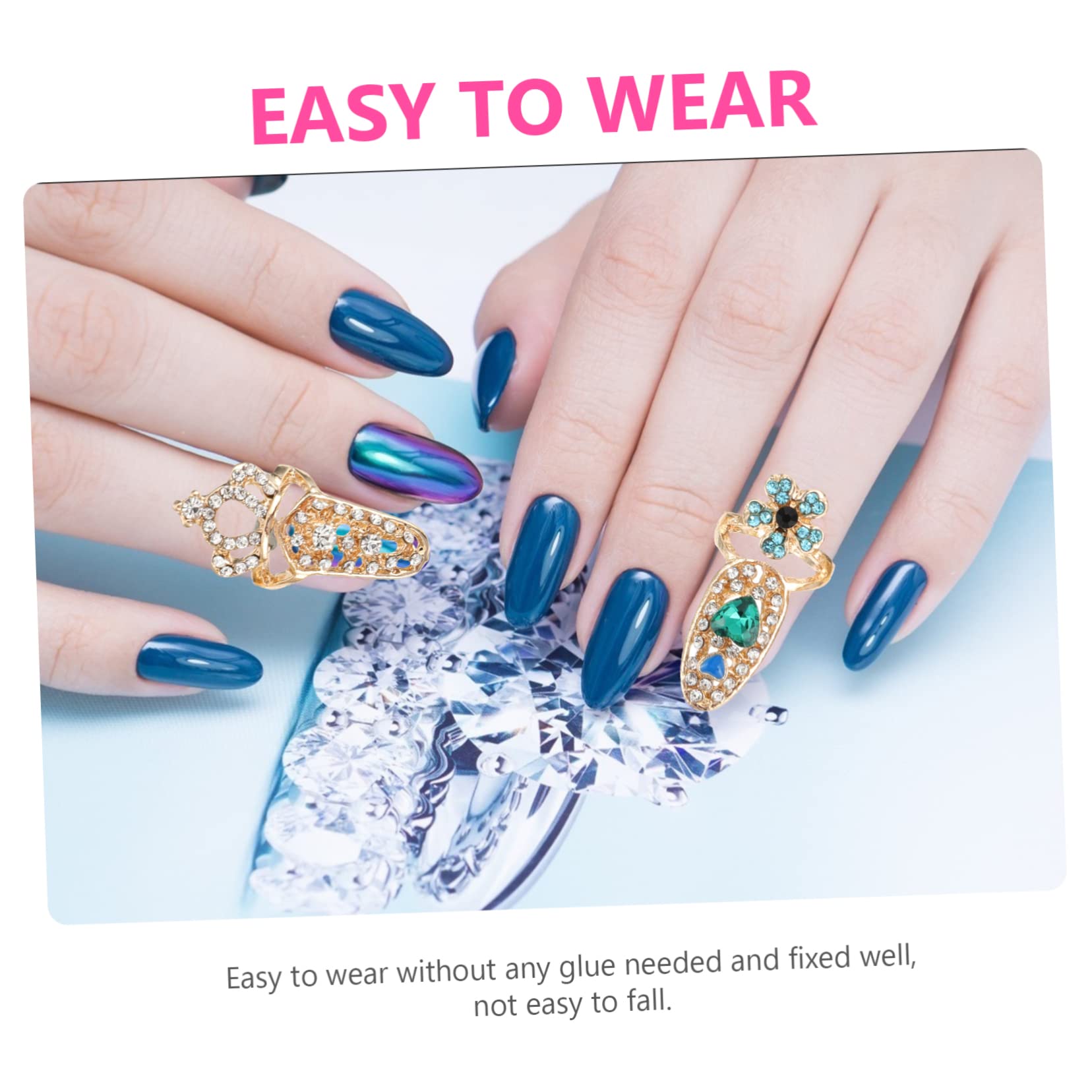 24pezzi Anelli Decorativi Per Unghie Accessori Per Nail Art Eleganti Per Feste e Cerimonie Completo Per Manicure e Decorazioni Per Unghie