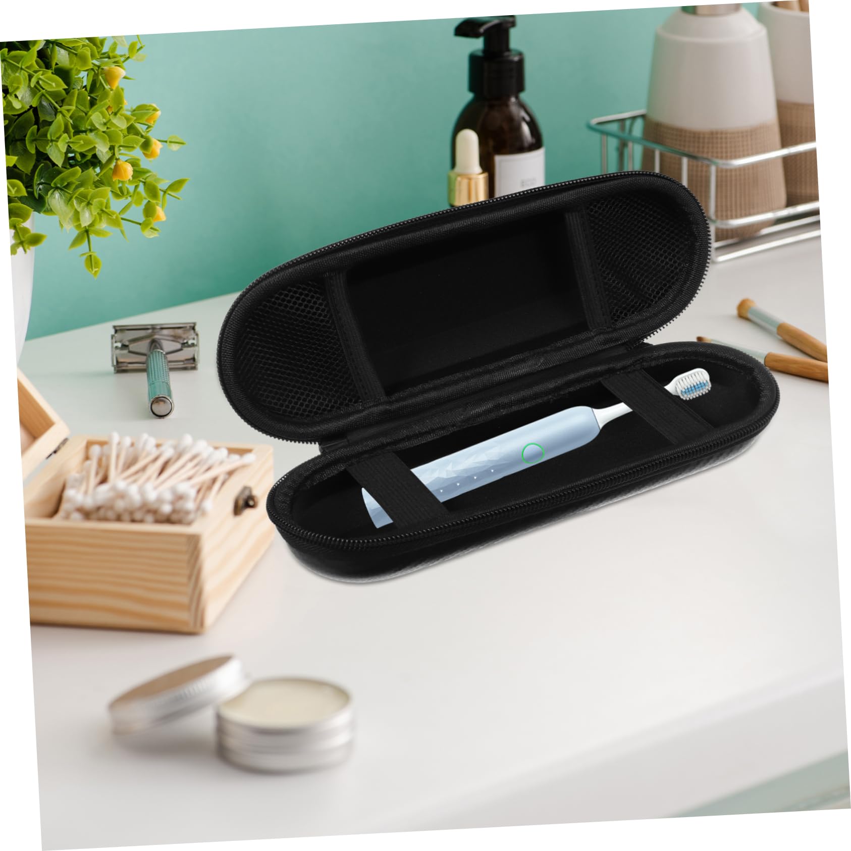 Didiseaon 4 Pz scatola portaspazzolini portatile portatili valigetta portatorta per trasporto valigie valigia portaspazzolino custodia per spazzolino elettrico tessuto a maglia Black
