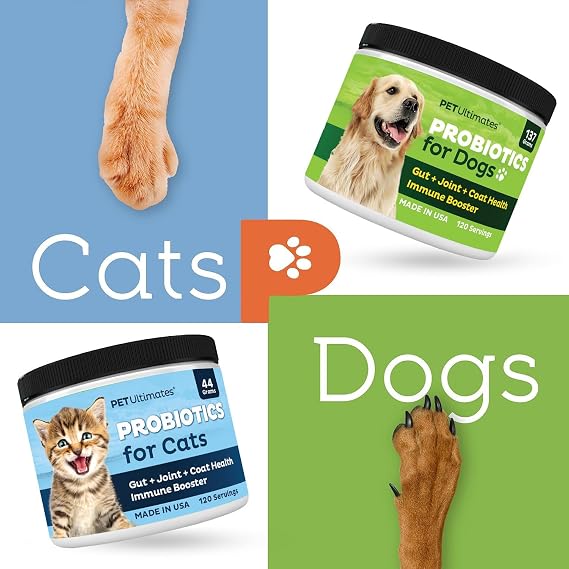 Pet Ultimates Pet Probiotics for Dogs (137g/120 Servings) 22-Species Dog Probiotics Powder Daily Skin and Coat Supplement for Dogs with Digestive Enzymes for Gut Health & Seasonal Comfort