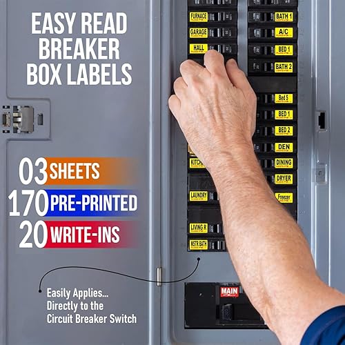 Miniatura 3 de 170 Circuit Breaker Decals - 100 AMP Set - Vinyl Labels for Breaker Panel Boxes - for Home or Office, Apartments and Electricians - Place on