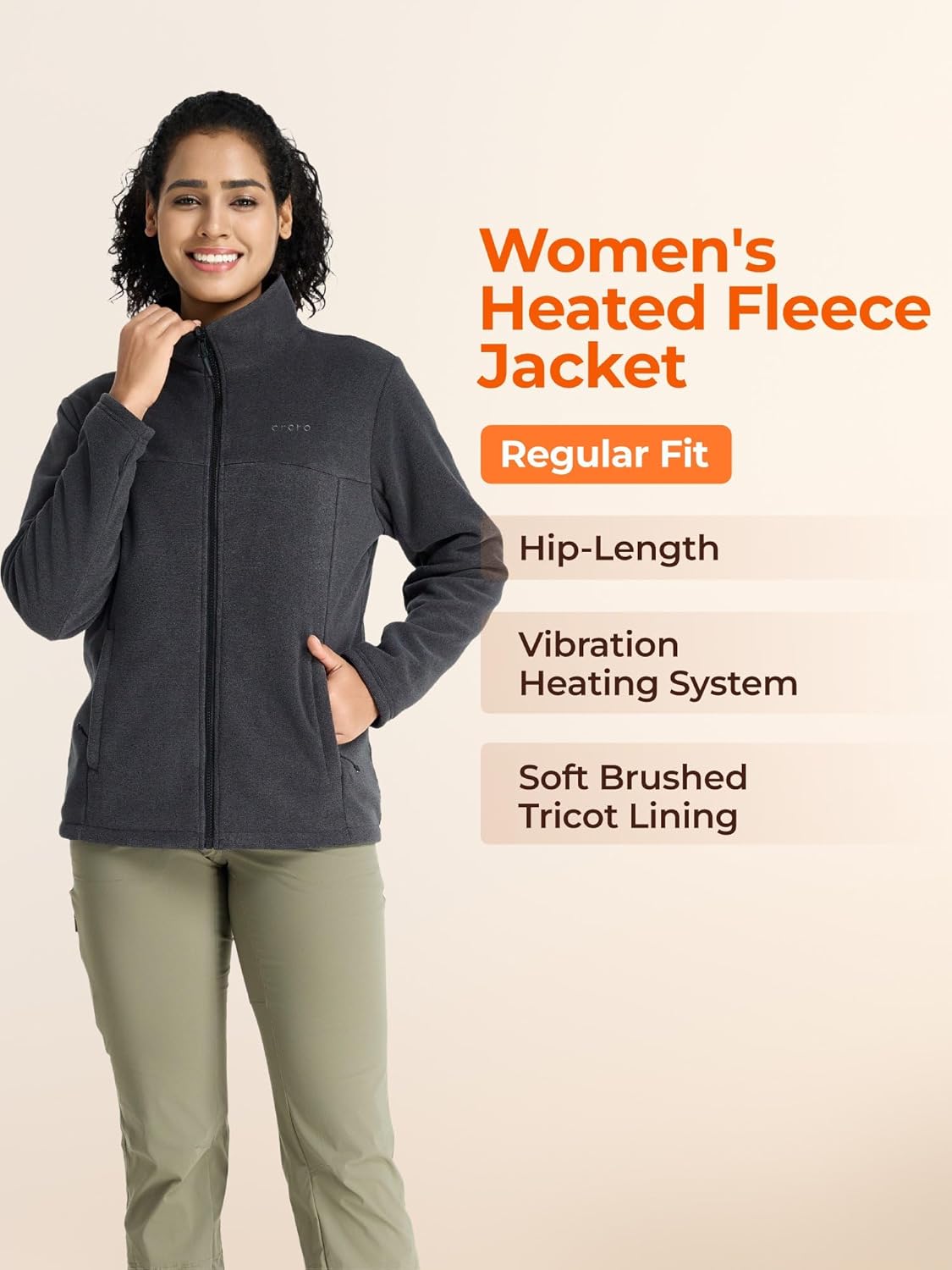 ORORO Women's Heated Fleece Jacket with Battery, Heating Fleece Jacket for Hiking Camping