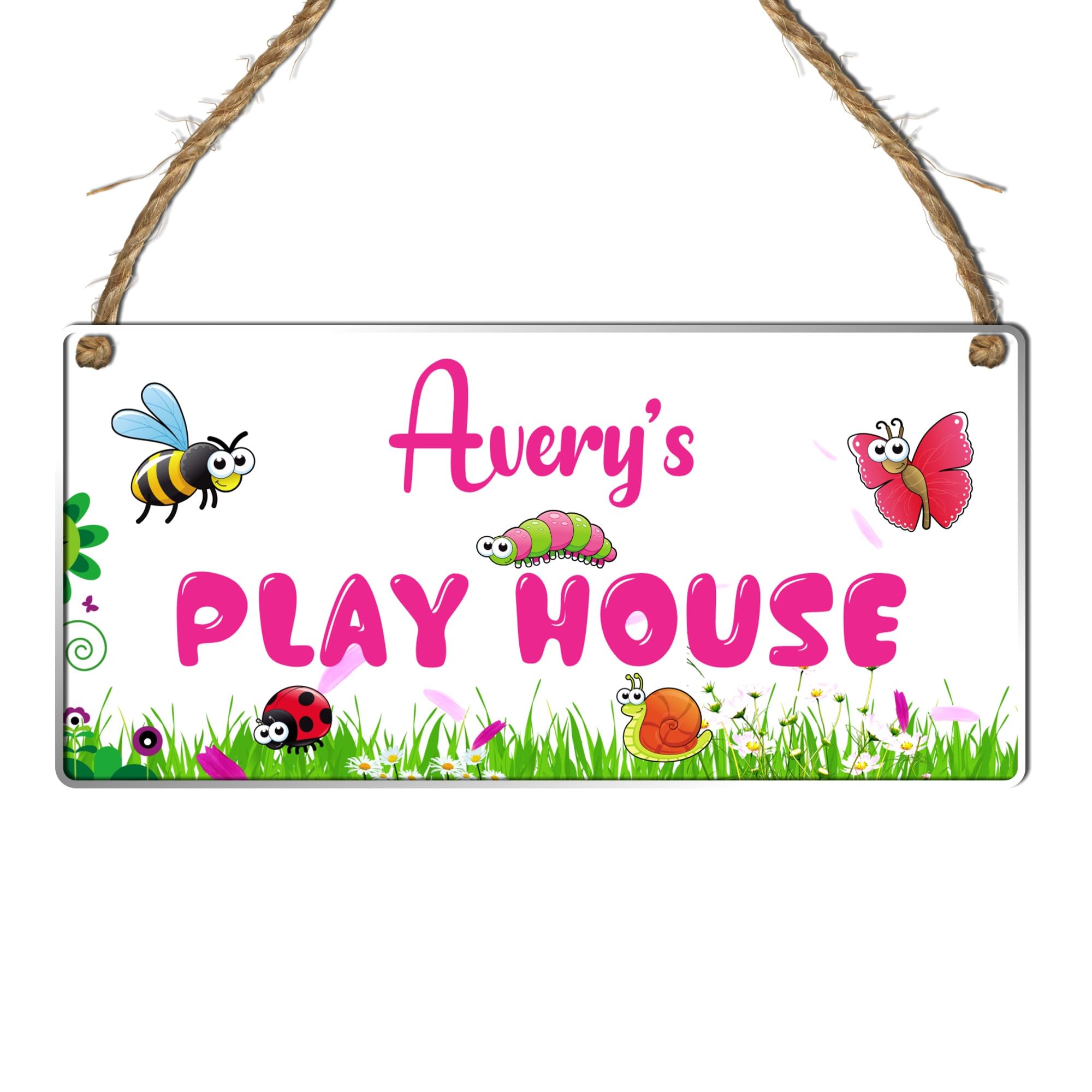 Personalised "Playhouse" Plaque – Customisable Children's Playhouse Sign for Indoor or Outdoor Use – for Kids' Playrooms or Garden Playhouses (White, Acrylic Indoor & Outdoor Use) — image 1