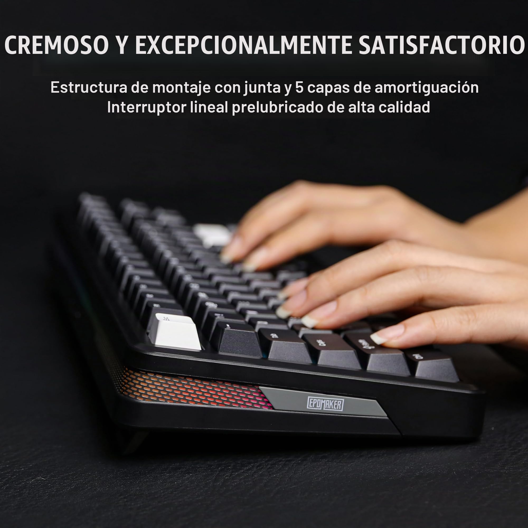 EPOMAKER TH85 Teclado Mecánico Inalámbrico para Juegos con QMK/Via, Intercambiable en Caliente de BT/2,4Ghz/USB, con RGB y Teclas Programables en Disposición US 75% (Negro Blanco, Creamy Jade Switch) | Hot-Swap - Interruptores lineales de jade cremoso pre