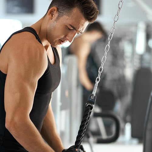 Miniatura 2 de Cadena de fitness de 23.62 pulgadas, cadena de extensión de cadena de peso, cadena de extensión para tríceps, ejercicio, peso muerto, sentadillas y