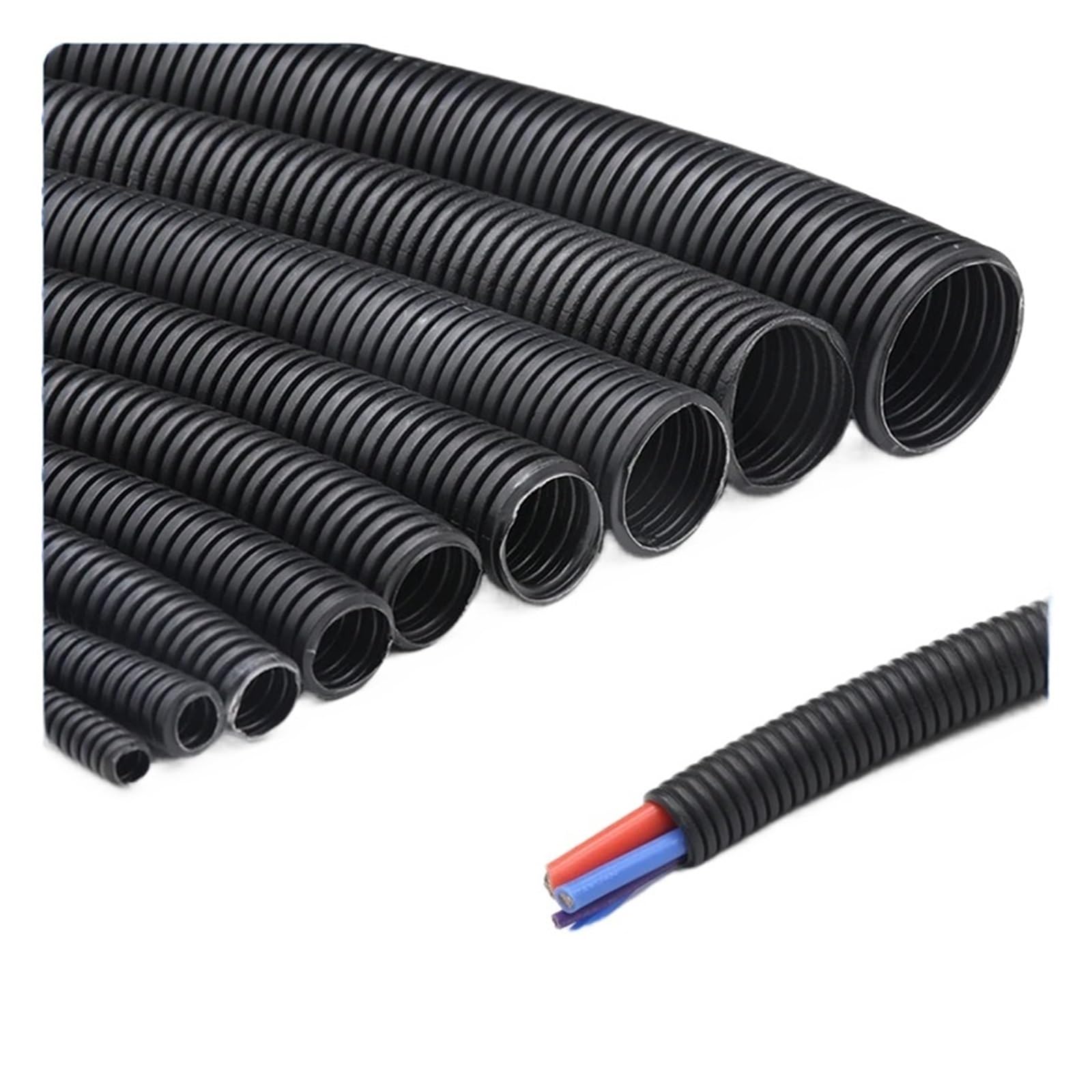 Tubo corrugato in plastica con isolamento in PP da 7,5-34,5 mm, guaina protettiva resistente al calore for cavi for auto(ID23MM_10 METERS)