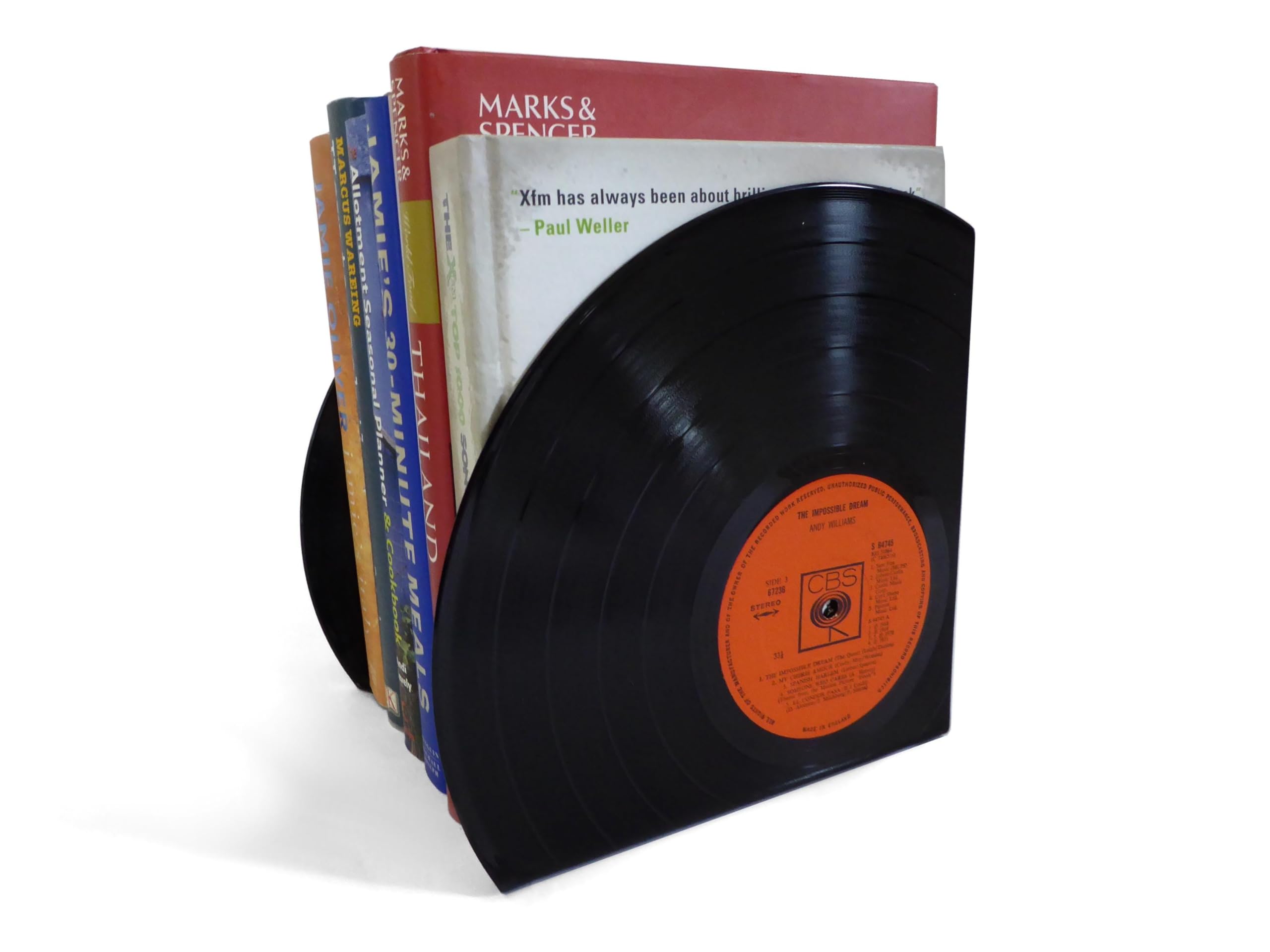 Trimmed Bookends made from Vinyl Records