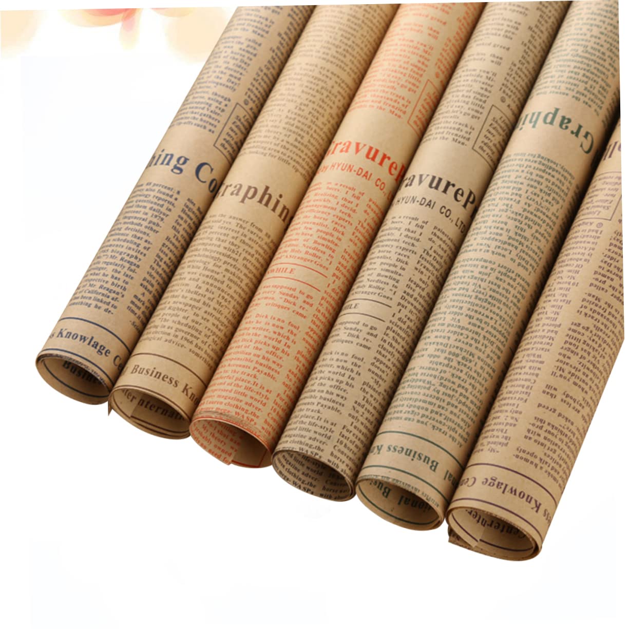 STOBOK 50blätter Kraftpapier Geschenkpapier Vintage Papierverpackungen für Blumensträuße und Andere Anlässe Zeitungspapier Retro Stil Bastelprojekte Zufälliger Stil