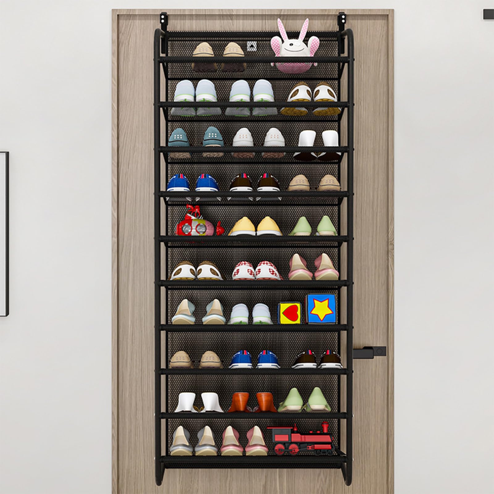 Zapatero para colgar sobre la puerta, organizador de almacenamiento de 10 niveles para 30 pares de zapatos, perfecto para armario y puerta, solución de ahorro de espacio para el hogar y el apartamento