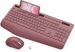 Wireless Keyboard and Mouse Combo - Ergonomic Full-Size Keyboard with Wrist Rest, Phone Holder, Quiet Typing, Power-Saving Sleep Mode, 2.4GHz USB Cordless Mouse for Windows Mac Laptop PC (Black)