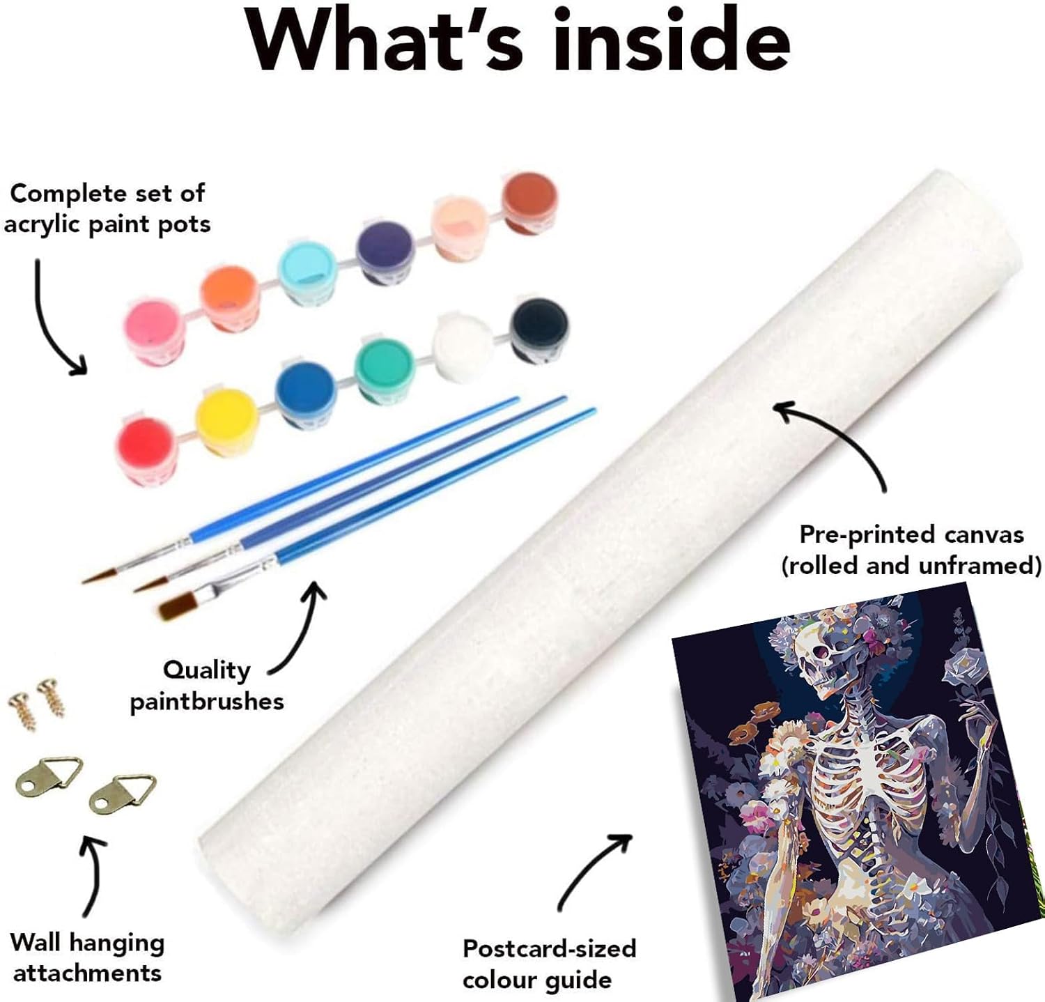 mjcakrn Paint by Numbers Kit for Adults Beginner, Skull Adult Paint by Number Kits on Canvas, DIY Skull Acrylic Oil Easy Painting by Numbers for Home Wall Decor 16X20 inch (Without Frame)