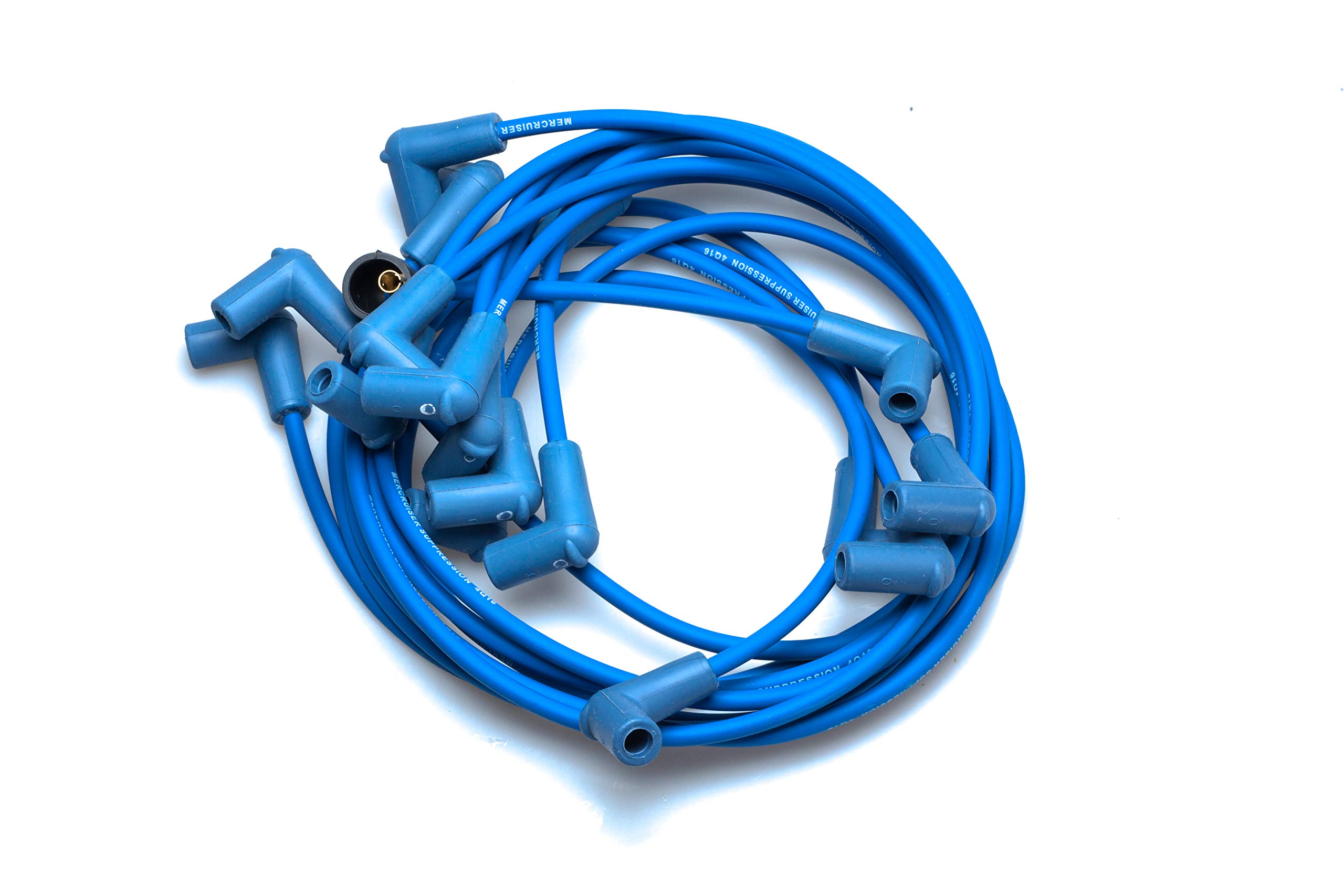 QuickSilver 847701Q7 Complete Set of Blue Wire Spark Plug Wires with Boots at Spark Plug End