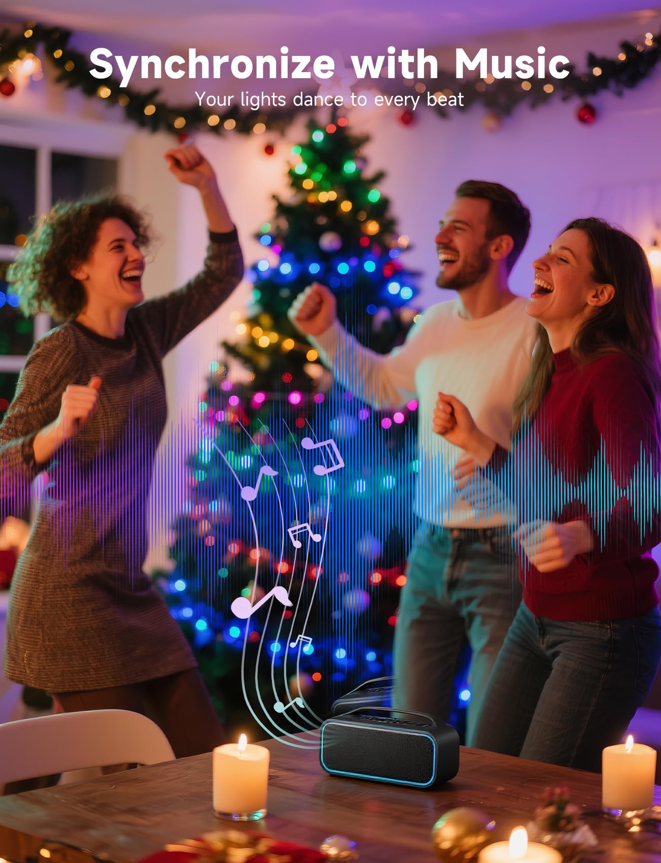 Aigostar RGBIC Smart Lichterkette mit Ring für Weihnachtsbaum, 1.5M 150 LEDs, APP & Fernbedienung, Musik-Sync, 39 Dynamische Effekte, 150+ Szenen, Wasserdicht Christbaumbeleuchtung, 2 Sets