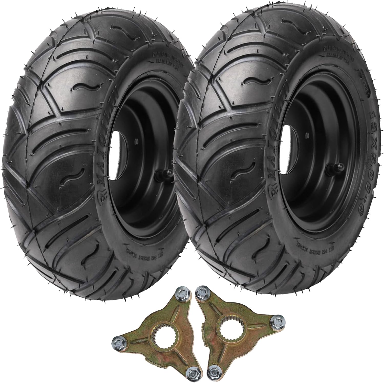 13x5.00-6 Tire and Wheel, Go Kart 13x5-6 13x5x6 Tubeless Tire and Rim Assembly with 17T Spline Rear Wheel Hubs 3 Bolt, for ATV UTV Go Kart Quad Golf Carts 4 Wheelers Buggy Lawn Mower Mini Bike