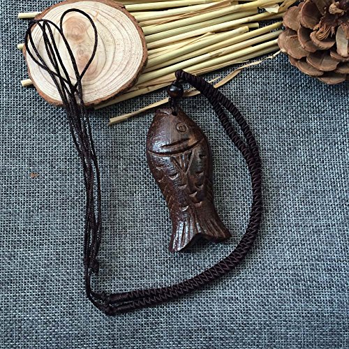 MELOP Handmade Wooden Fish Craft Pendant Retro Folk for Dress Sweater and Leisure Dressing/Clothing Accessories/Home Decoration Pendant - Straight Tail Fish2