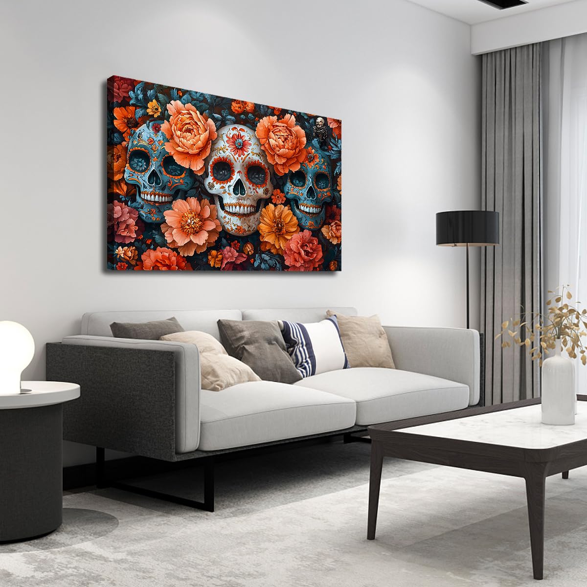 Via Vela Słodka czaszka gotycki obraz na płótnie jadalnia biuro 70 x 110 cm