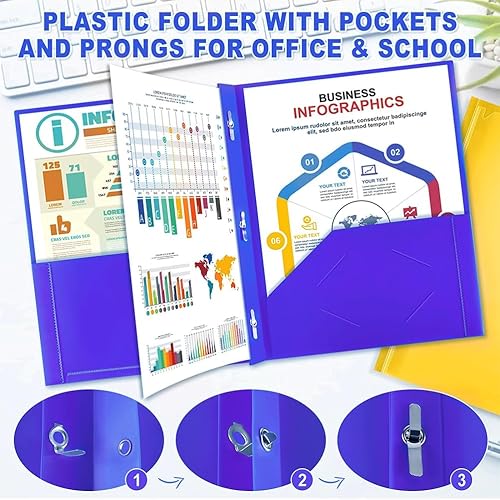 Miniatura 4 de ZHKSGLJON Carpetas de plástico con bolsillos, carpetas de plástico de colores con bolsillos y puntas, carpetas para oficina y escuela, tamaño carta,