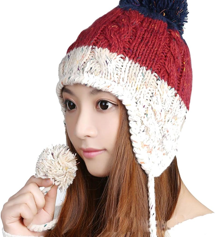 Korean Knitted Ear Beanie Hat 100% Handmade Warm Cap