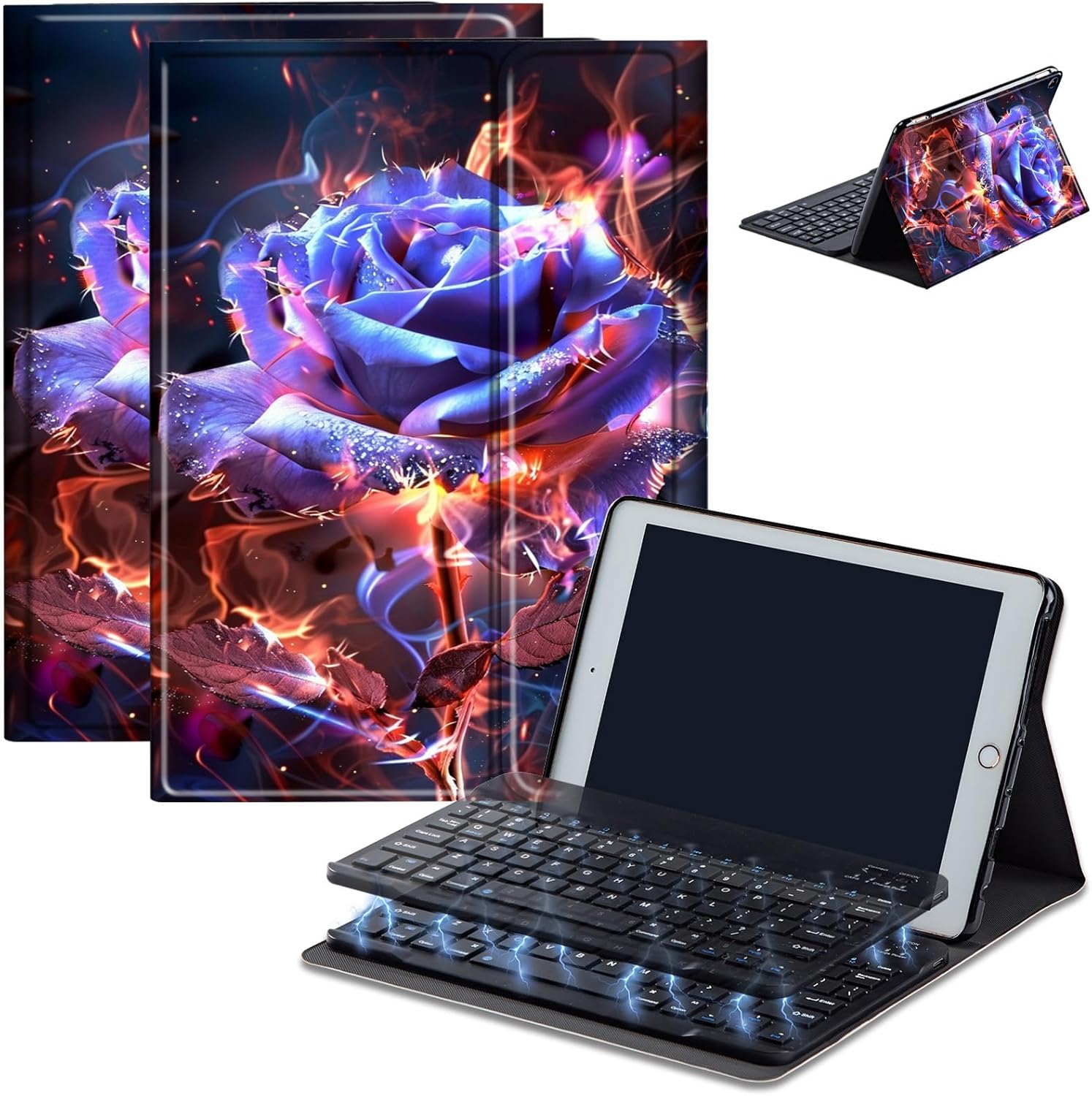 Keyboard Case for Amazon Fire Max 11 (13th Generation, 2023 Release), Detachable Wireless Bluetooth Keyboard and Auto Sleep/Wake Fire Max 11 Tablet Case with Keyboard, Rose Purple