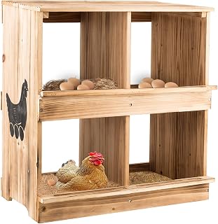 ZeenArt Wooden Chicken Nesting Boxes - Heavy Duty 4-Hole Wall Mount for Hens, Ducks & Poultry Egg Laying