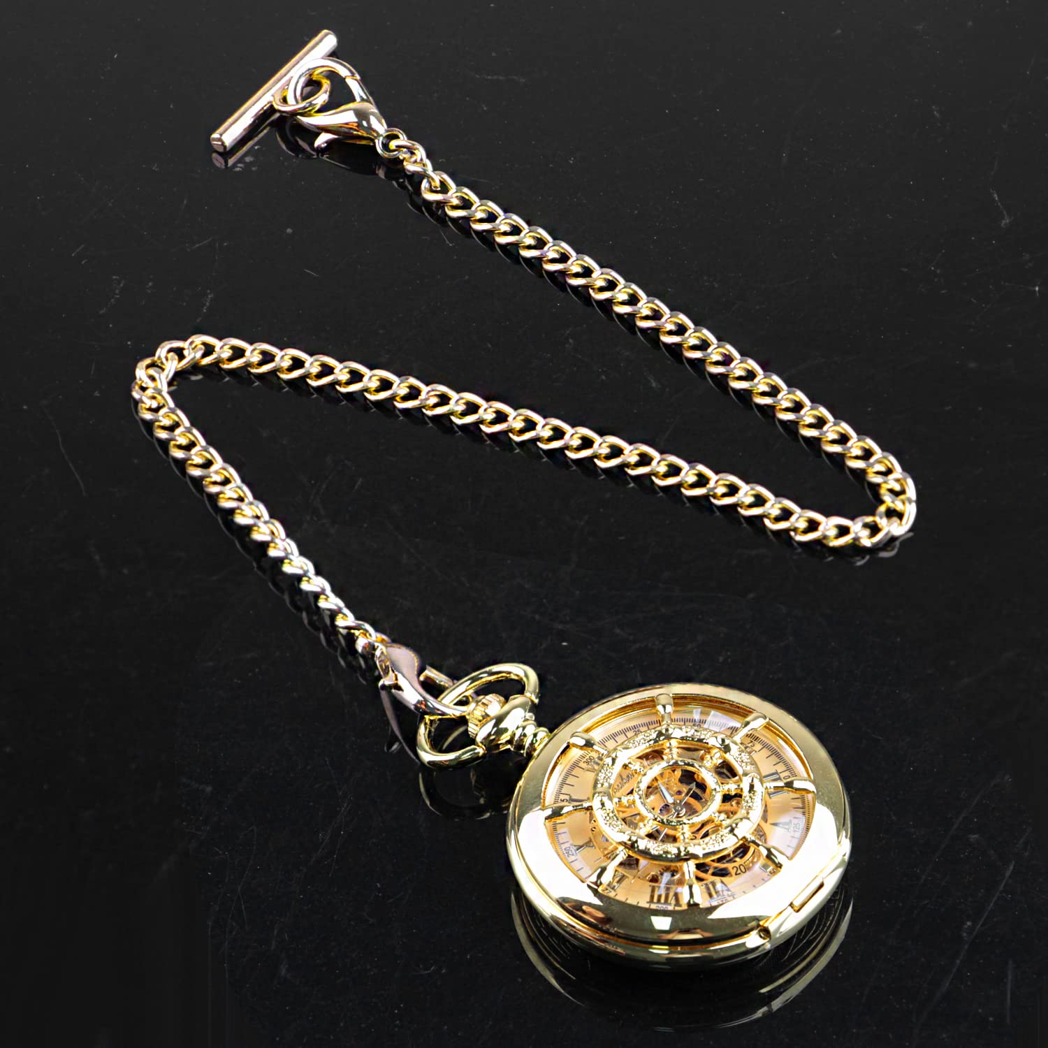 Chaîne de montre de poche Albert en forme de T antique à suspendre 35,6 cm