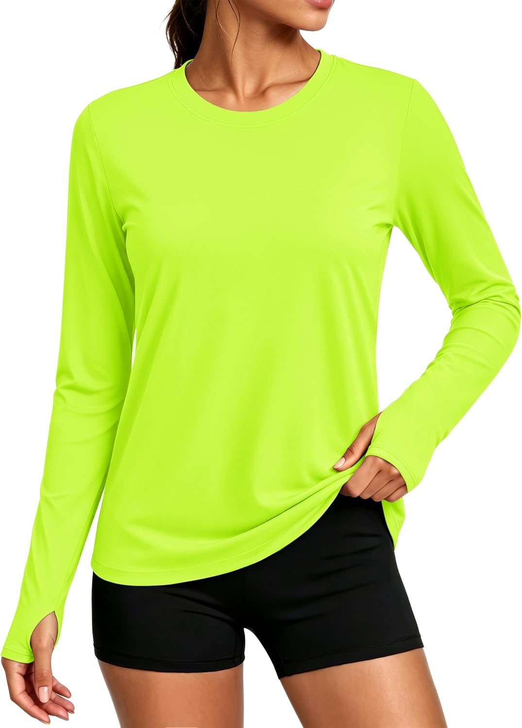 MAGCOMSEN Women's Long Sleeve Rash Guard Tshirts UPF 80+ Quick Dry Sun Shirts Swim Running Workout Tops with Thumb Holes