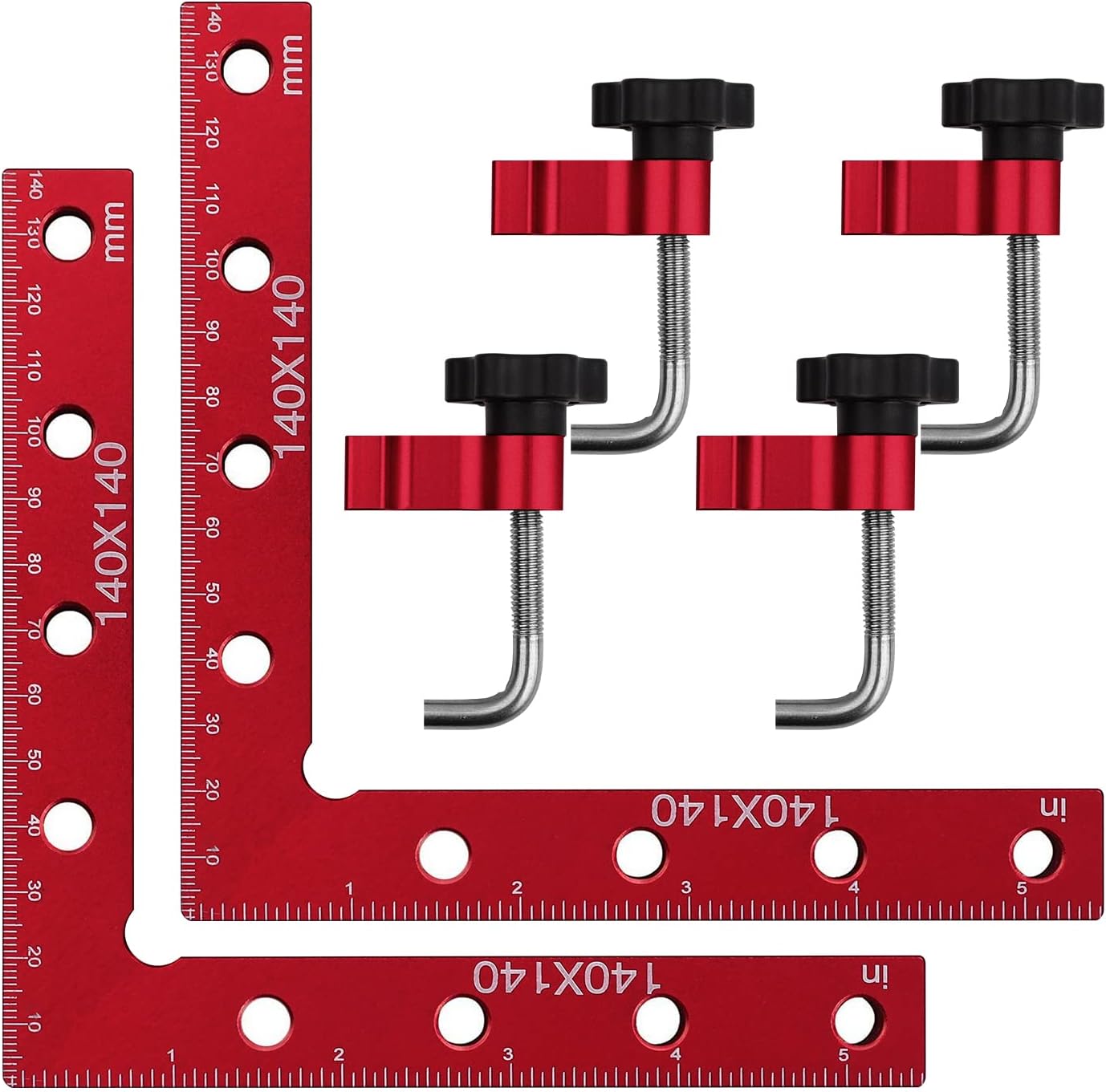 90 Degree Positioning Squares Right Angle Clamps 5.5" x 5.5"(14 x 14cm) Aluminum Alloy Woodworking Carpenter Corner Clamping Square Tool for Picture Frame Box Cabinets Drawers