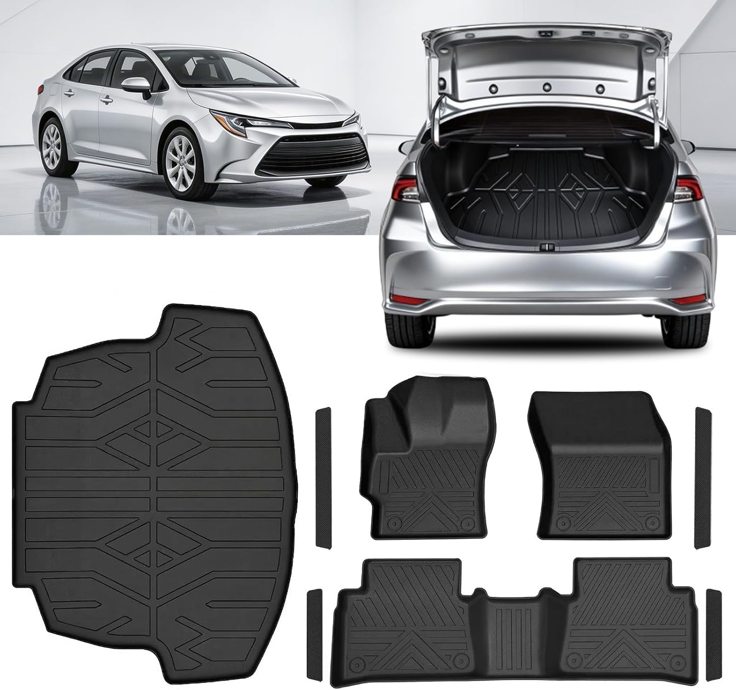 Custom Fit TPE Car Floor Mats & Cargo Liner Set for Toyota Corolla 2026 2025-2020 (Not for Hatchback and Cross), All-Weather Anti-Slip Protection with 3D Waterproof High-Edge