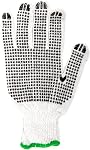 Knitted Poly/Cotton Gloves with Black PVC Dots (Large Size) - 1 Dozen Pairs